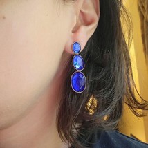 Vintage Blue Gemstone Drop Earrings - £14.64 GBP