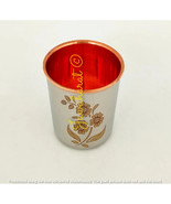 Steel Copper Engraved Floral Design Glass Tumbler Drinking And Serving P... - $594.15 MXN