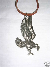 Huge Eagle Bird Hunting Prey North American Eagles Pendant 24&quot; Suede Necklace - £11.00 GBP