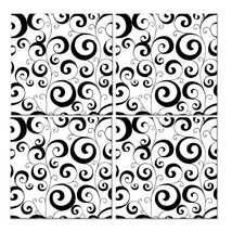 SCROLL DESIGN 3-D FOAM TILE 4 pieces 10.6&quot; by 10.6&quot; square black and white decor - £8.66 GBP