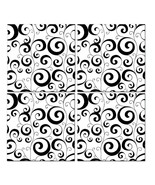 SCROLL DESIGN 3-D FOAM TILE 4 pieces 10.6&quot; by 10.6&quot; square black and whi... - £8.40 GBP