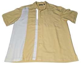 Cubavera Shirt Mens XL XLarge yellow Hawaiian Casual Button Up Short Sleeve - £19.02 GBP