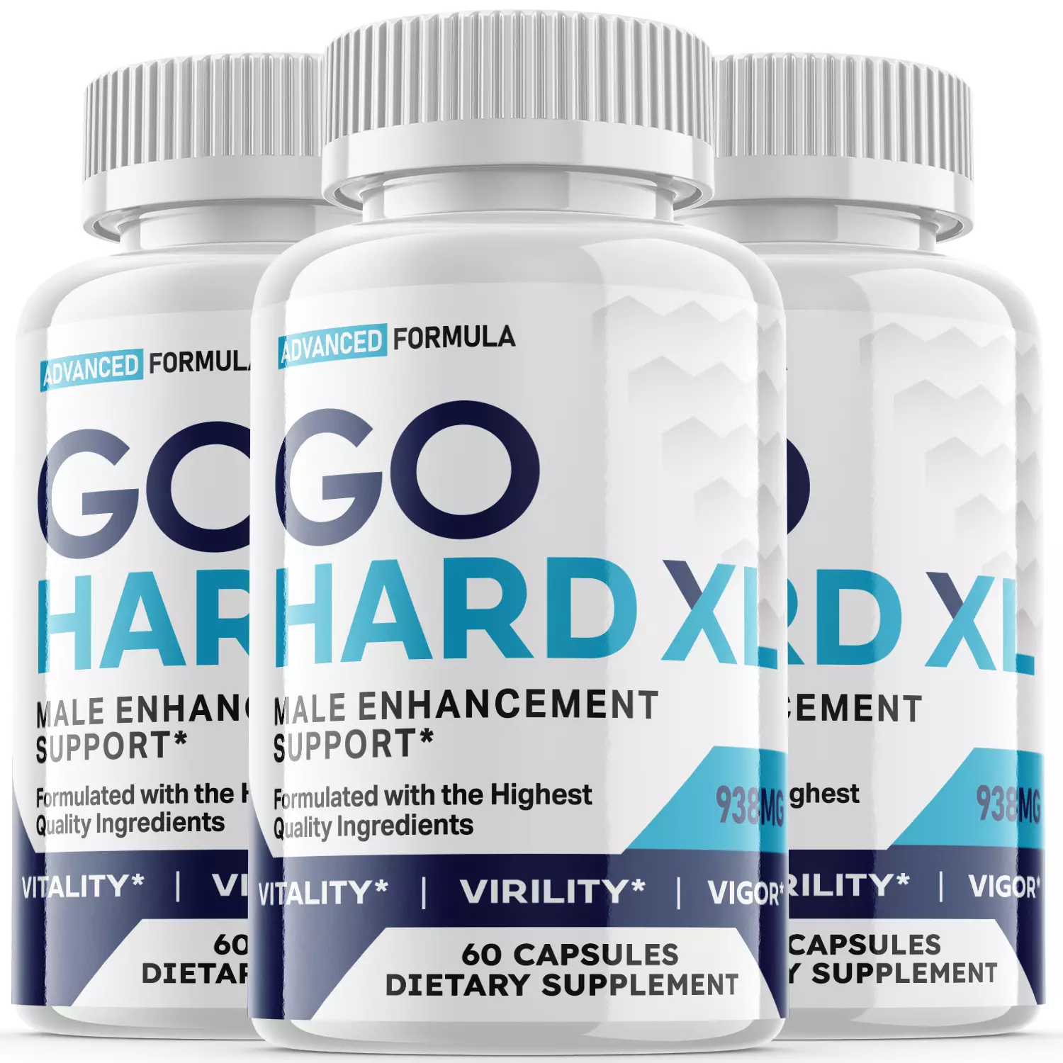 Go Hard XL - Male Virility - 3 Bottles - 180 Capsules - $1,658.38 MXN