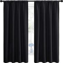 Black Blackout Curtain Blinds - Solid Thermal Insulated Window Treatment... - $17.65