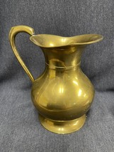 Vintage Brass Water Pitcher Ewer Vase vessel 8” Tall Decor - $18.70