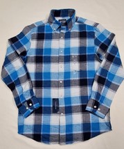 Club Room Men&#39;s Small Blue Medium Sapphire Soft FLANNEL Plaid Shirt 40&quot; - £15.26 GBP