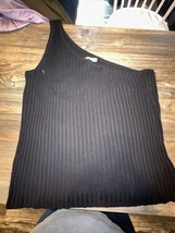 Ava Viv One Shoulder Sweater Tank Top Black Ribbed NWT Plus Size 3X. A - £7.74 GBP