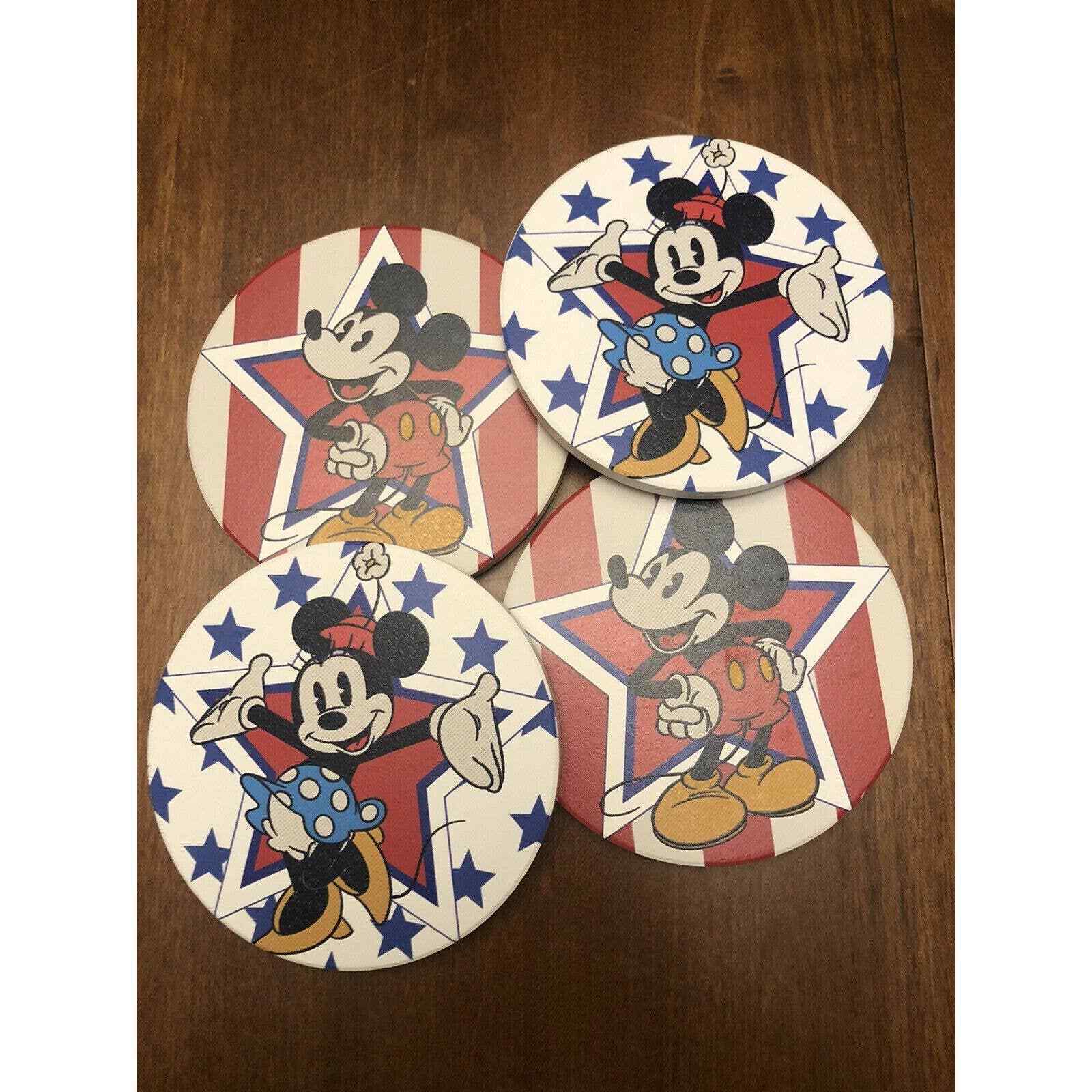 Set Of (4) Mickey/Minnie Patriotic Coasters - $14.85