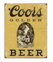 COORS Golden Beer Vintage-Look Tin Sign Wall Poster 16&quot; x 12.5&quot; - £18.08 GBP