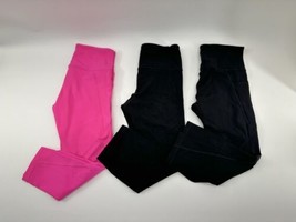 Lot Of 3 Athleta Leggings Spandex Hot Neon Pink Barbie + Black Size Small - £37.27 GBP