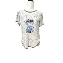 Disney Lilo And Stitch Womens T-Shirt Off White Gray Space Dye Short Sle... - £8.28 GBP