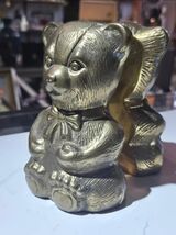 Vintage Brass Teddy Bear Bookends, Mid Century Metal Bear Pair, Nursery ... - $126.42