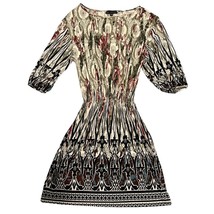 Mlle Gabrielle Dress Medium Olive Green White Red Paisley Floral Polyester - £11.50 GBP