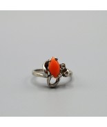 Carnelian Stone Sterling Silver Ring Size 7 Pointed Oval Orange &amp; Clear ... - £26.61 GBP