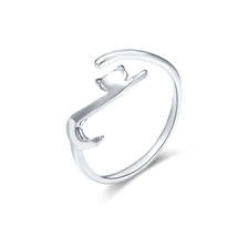 Kitten S925 Silver Open Plain Ring - £31.86 GBP