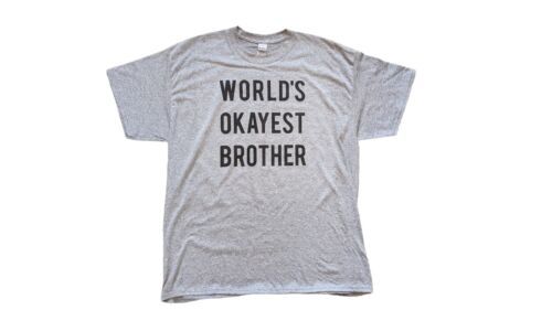 Primary image for World's Okayest Brother Gray T-Shirt, Men's Size X-LARGE Gray Fun