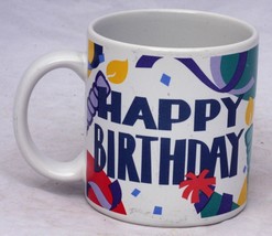 Coffee Cup Happy Birthday Mug w/ candles party hats streamer decorations... - $5.95
