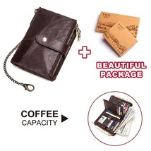 KAVIS  Cow Leather Women Wallets Fashion Red Wallet Coin Purse Female Chain Smal - £31.24 GBP