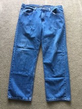Saddlebred Mens 42 W x 32 L Cotton Casual Classic Fit Blue Denim Jeans - £13.29 GBP