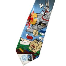 Looney Tunes Neck Tie Bugs Bunny Airplane USPS Stamp Collection Vintage ... - $19.75