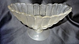 Vintage Heavy Crystal Frosted Glass Swirl Fan Vase - $35.00
