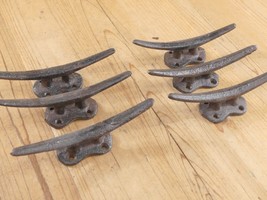 6 Cleat Boat Hooks Handles Pulls Cast Iron Dock Nautical Decor Rustic Fi... - $23.99
