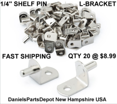 x21 Shelf Pin Bracket 1/4&quot; L-Shaped Support Cabinet Bracket Peg Silver C... - $8.99