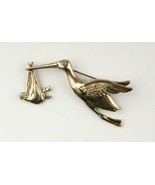 *Sterling Silver Stork Dangle Baby Brooch Pin Motherhood Maternity - $125.82 CAD