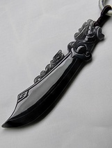 Icy Ice Black 100% Burma Jadeite Jade Kui Dragon Sword Pendant # 70.10 carats # - £961.55 GBP