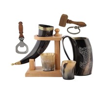 Viking Drinking OX Horn | Tankard | Mug | Cup for Ale, Beer, Mead, Wine,... - £47.47 GBP