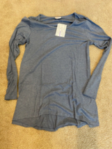 Lularoe Lynnae Long Sleeve Shirt S NWT large solid gray blue neutral summer - £14.56 GBP