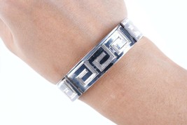 7&quot; Vintage Mexican Sterling Niello Hinged bangle bracelet - $69.30