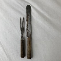 Civil War Era Soldier’s Mess Fork and Knife W/ Wood Handles Silverware F... - $65.97