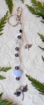 Keychain or Purse Charm, Dragonflies, Blue Chalcedony, Crystal Quartz, H... - £16.53 GBP