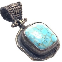 Old Pawn Vintage Sterling Silver 925 Turquoise Hinged Pendant  - £69.01 GBP
