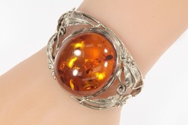 Vintage Sterling Silver Amber and Leaves Bracelet 41.5g - £787.03 GBP