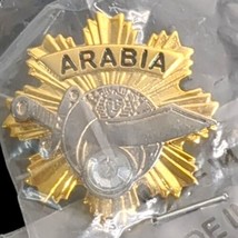 Shriners Arabia Temple Sword Rhinestone Lapel Hat Pin Parade Gold Tone NOS - £6.83 GBP