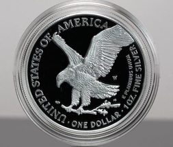 2021 W American Eagle 1 oz Silver Proof Coin Type 2 In Hand - £102.80 GBP