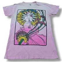 Urban Renewal Top Size Medium Floral Fairy Graphic Tee Graphic Print Shirt Pink - £18.82 GBP