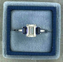 Emerald Cut 2.45Ct Simulated Diamond Engagement Ring Solid 14k White Gold Size 6 - £213.17 GBP