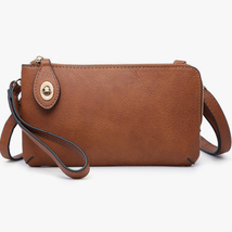 Saddle Brown Crossbody Wristlet Clutch with Twist Lock Closure - £30.07 GBP