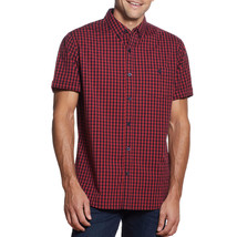 NWT Weatherproof Men&#39;s Short Sleeve Comfort Stretch Woven Shirt Red Plai... - £22.52 GBP