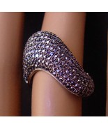 Black Diamond snake Ring - 200 Pave flat top stones size 6 - Signed Ster... - $125.00