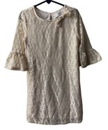 Crown &amp; Ivy Kids Party Dress Size 6 Girl’s Gold White  Bell Sleeves Shimmer - £6.20 GBP