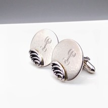Vintage Swank Initial L Cuff Links, Silver Tone Circular with Engraved Letter - $25.16