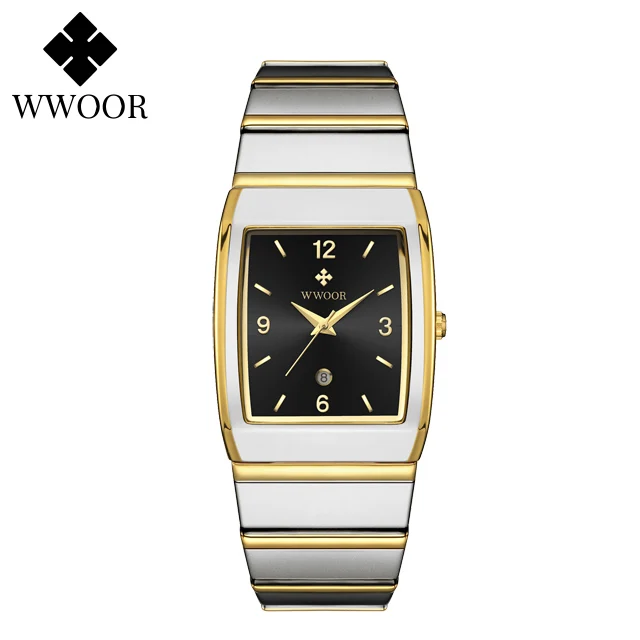 Man&#39;s Square Watch For Men with Automatic Date Luxury Stainless Steel Gold Mens  - £14.33 GBP