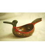 Old Vintage Hand Painted Folk Art Hand Carved Wooden Bird Bowl Russia USSR - £31.53 GBP