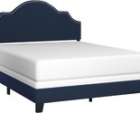 Furniture Cynthia Modern Upholstered Queen Bed, Navy Blue - £269.45 GBP