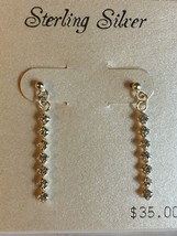 .925 Sterling Silver Dangle CZ Earrings  - £19.94 GBP