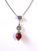 Red Turquoise Silver necklace Victorian necklace Vintage Boho hammered n... - $47.88 CAD